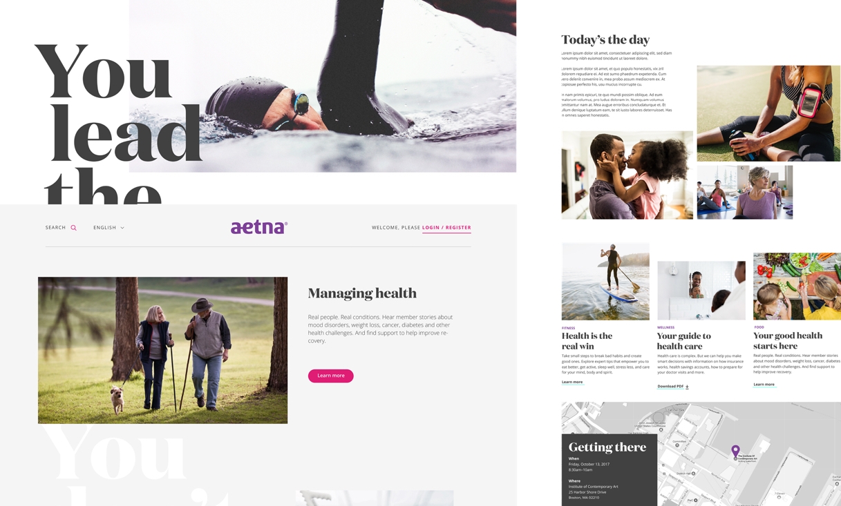 Aetna webpages collage