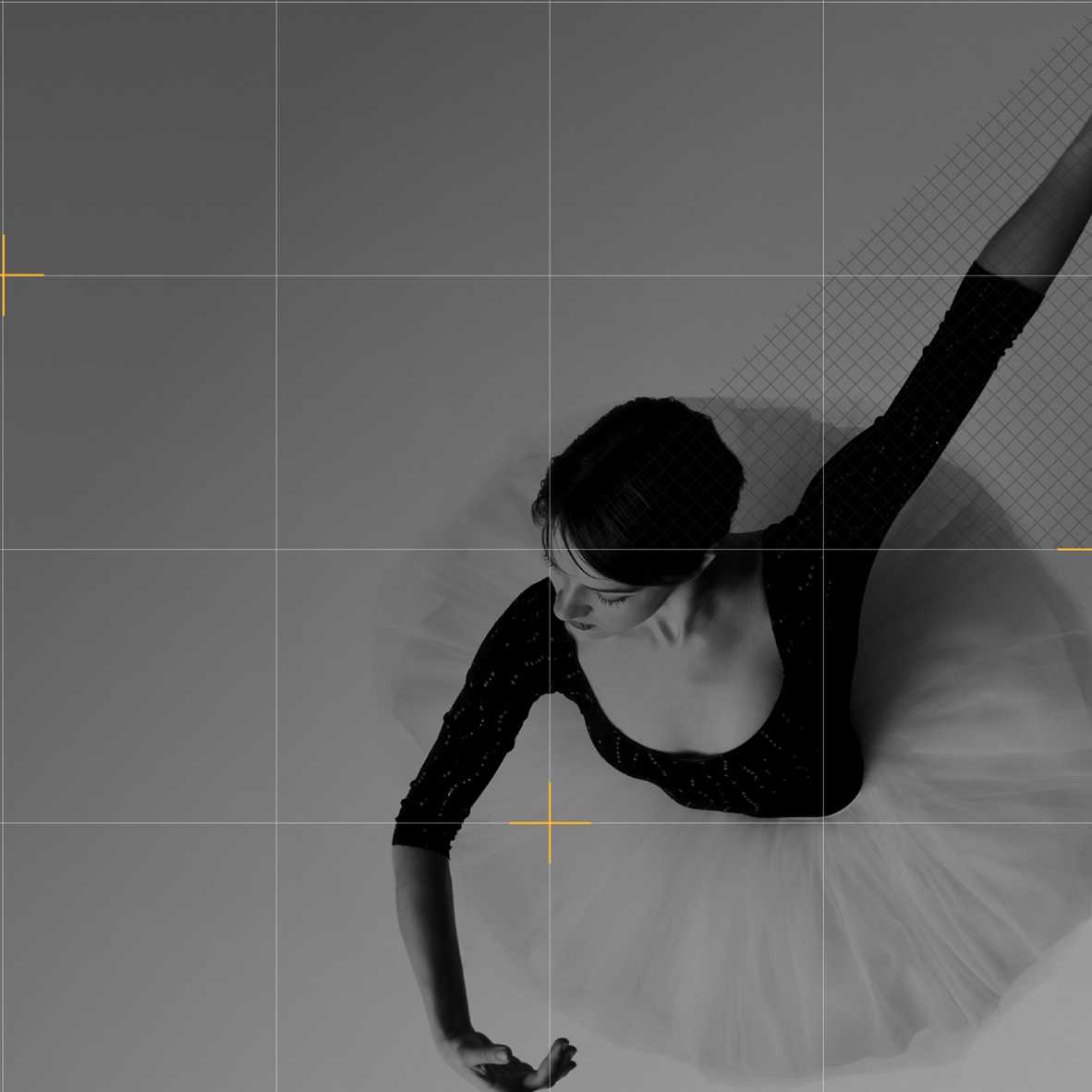 Ballerina dancing amongst a grid