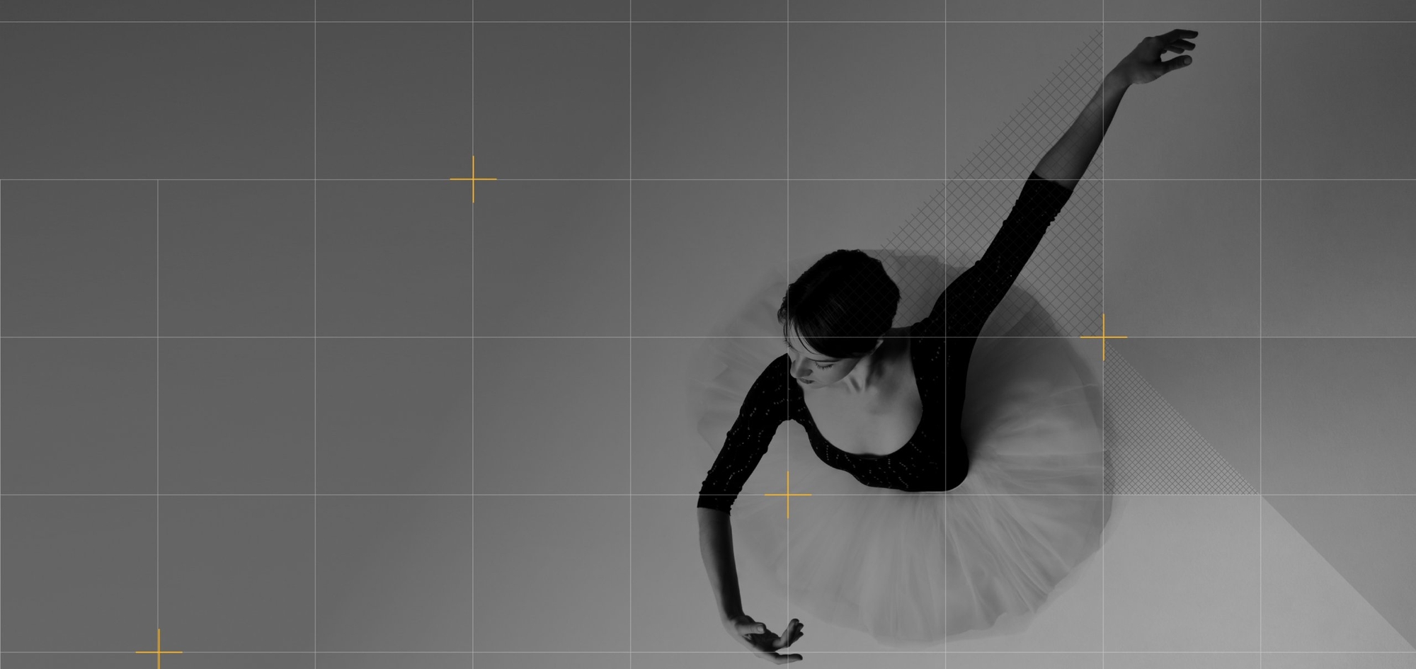 Ballerina dancing atop a grid background