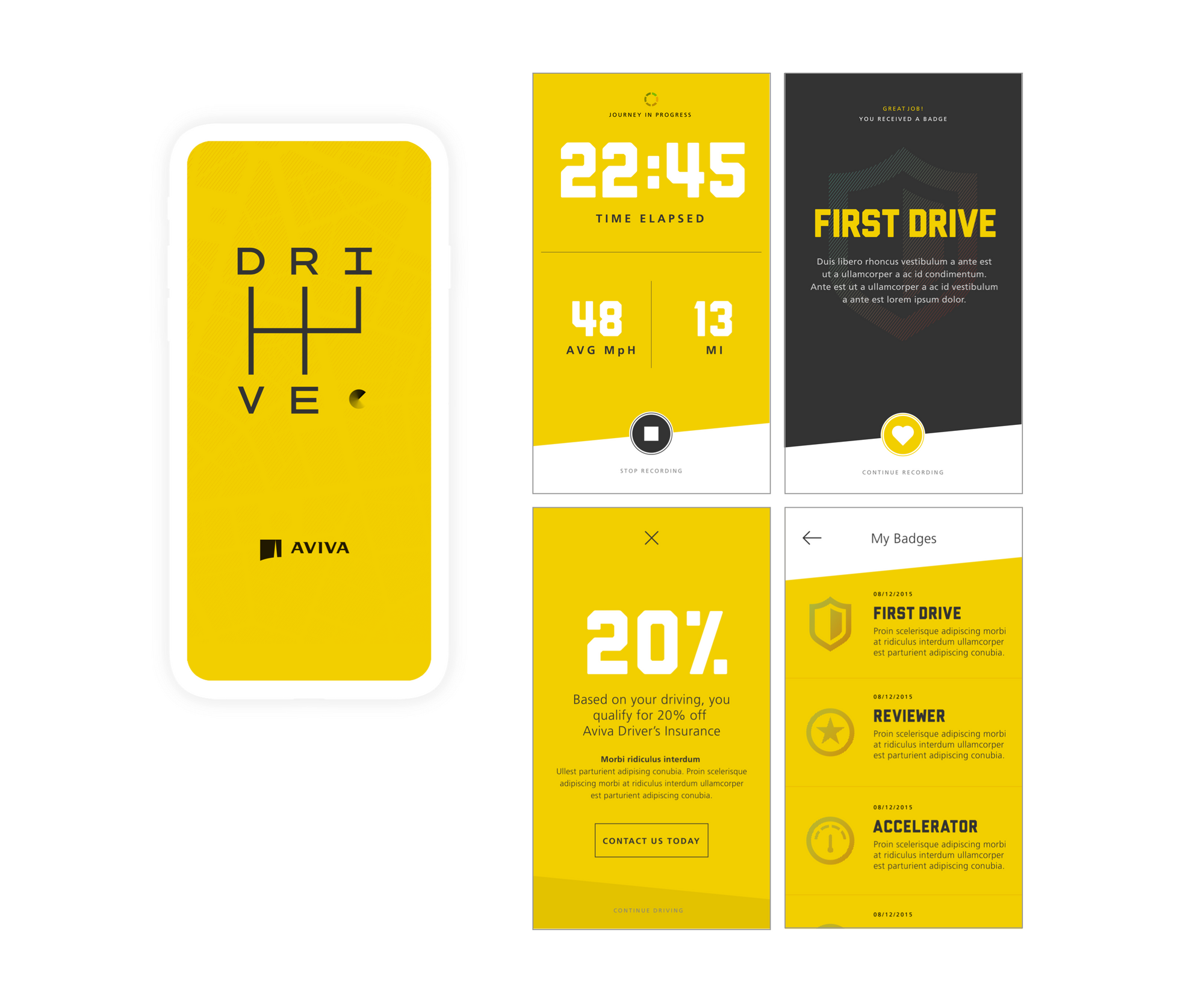 Aviva app design mobile layout