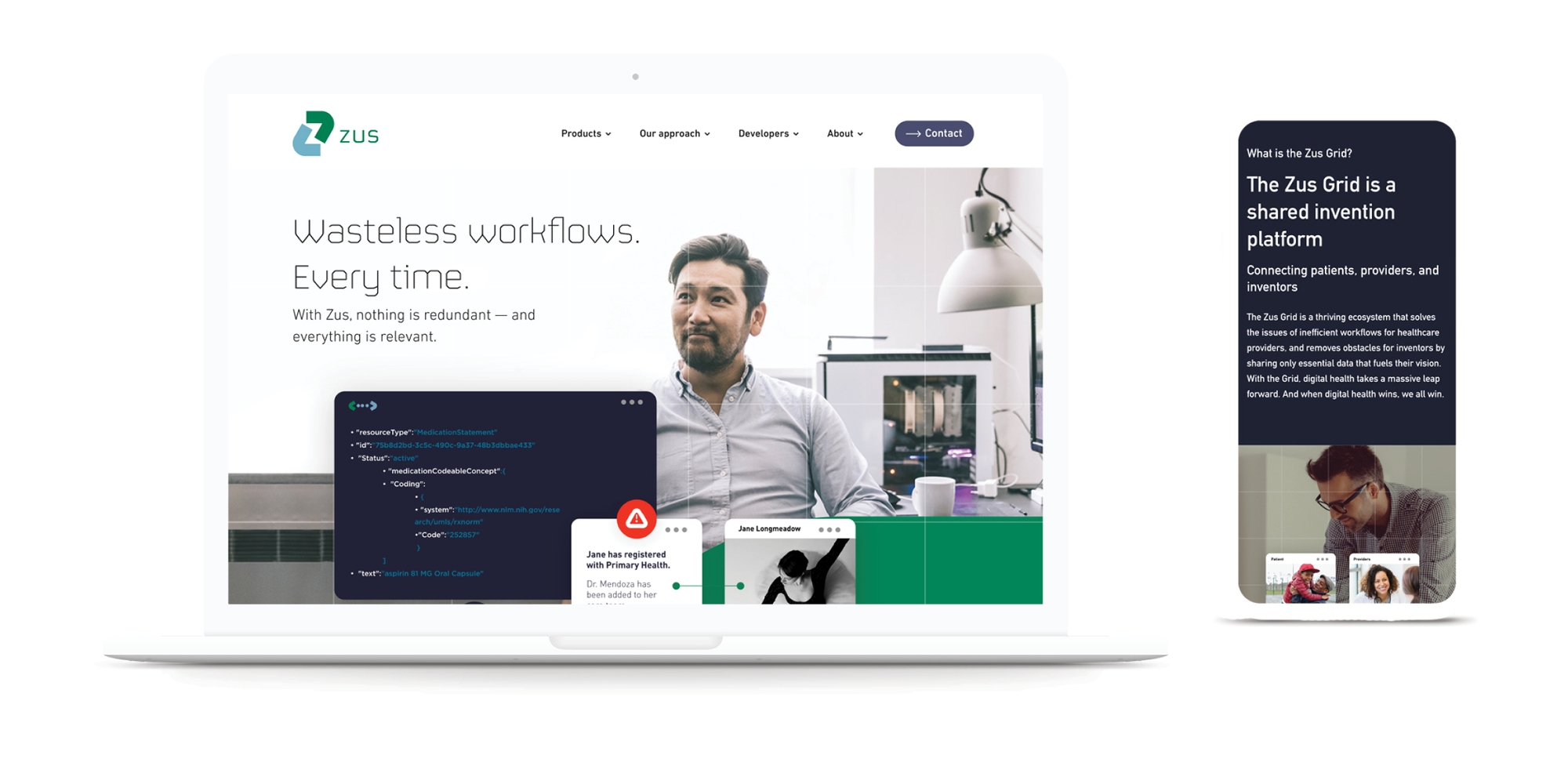 Zus website on desktop and mobile devices