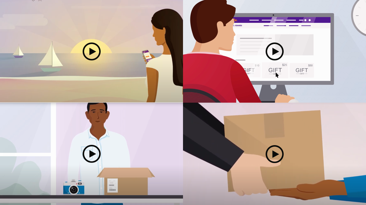 FedEx illustration 4 up outlining FedEx services