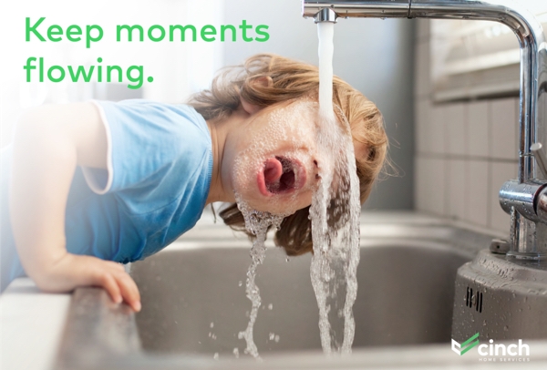 Cinch Home Services further magazine design exploration - child drinking from water faucet