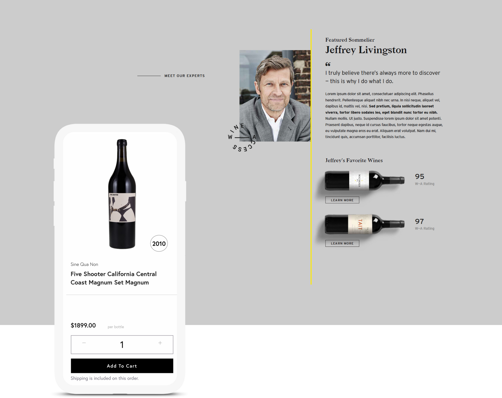 WineAcess sommelier website design layout