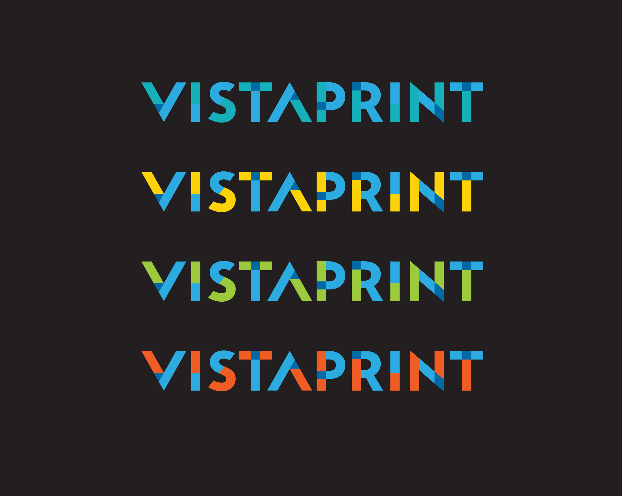 Vistaprint text 4-up in various colors