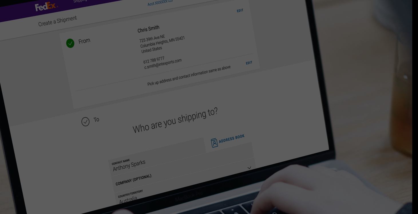 FedEx shipping screen on laptop