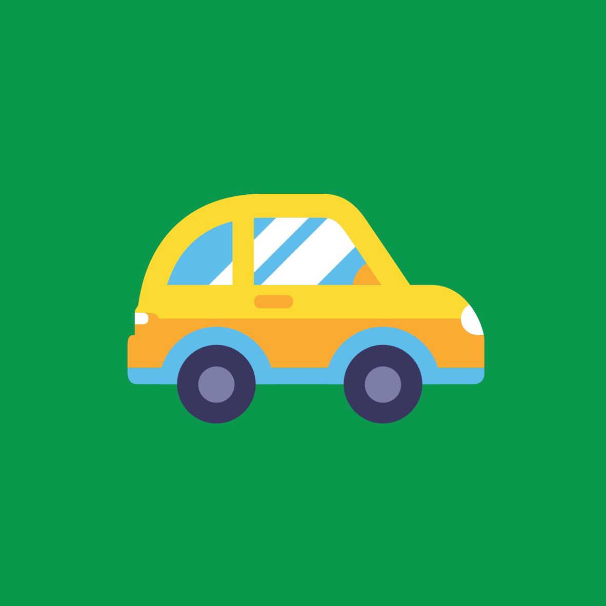 Aviva - yellow car on green background
