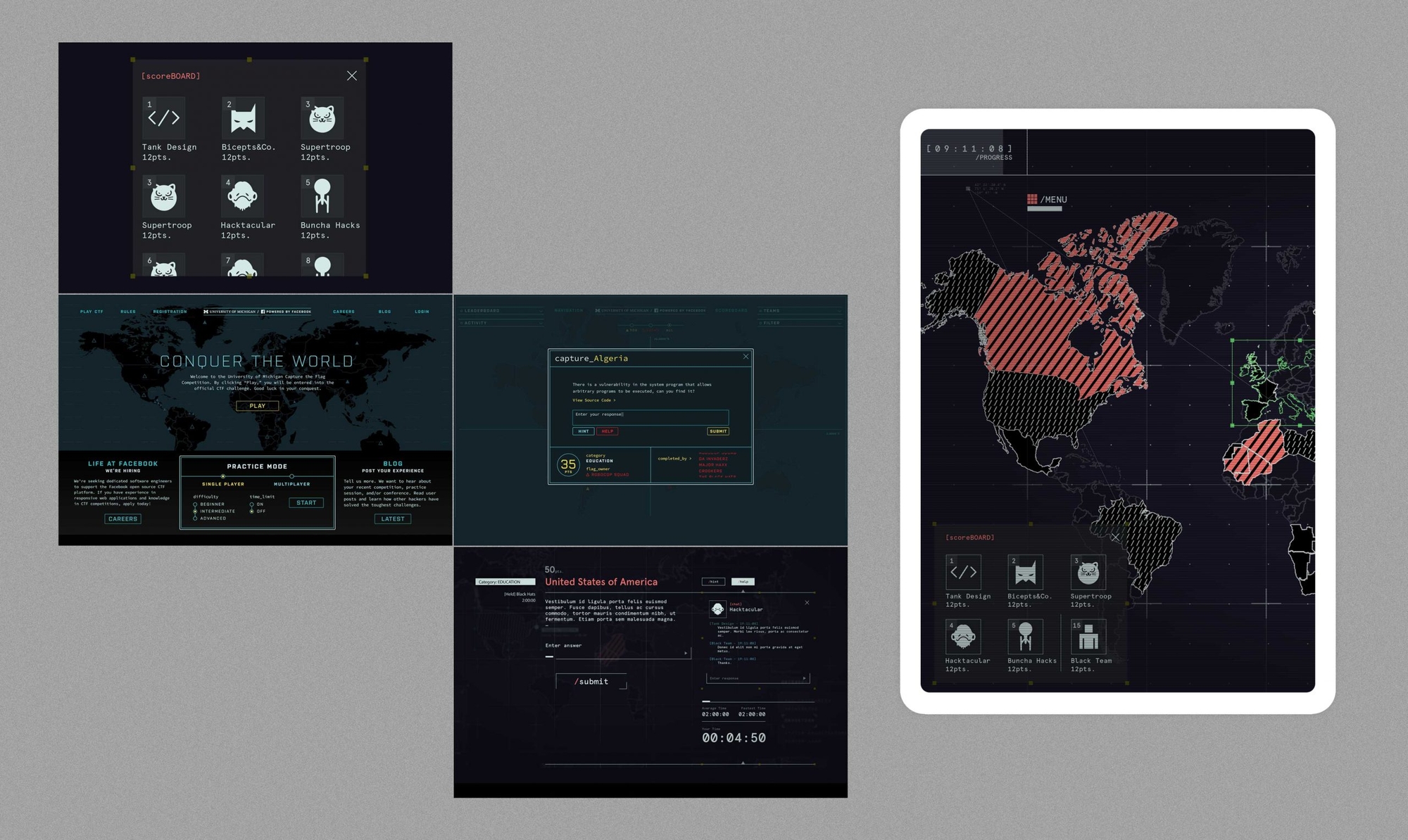 Facebook capture the flag desktop and tablet stills