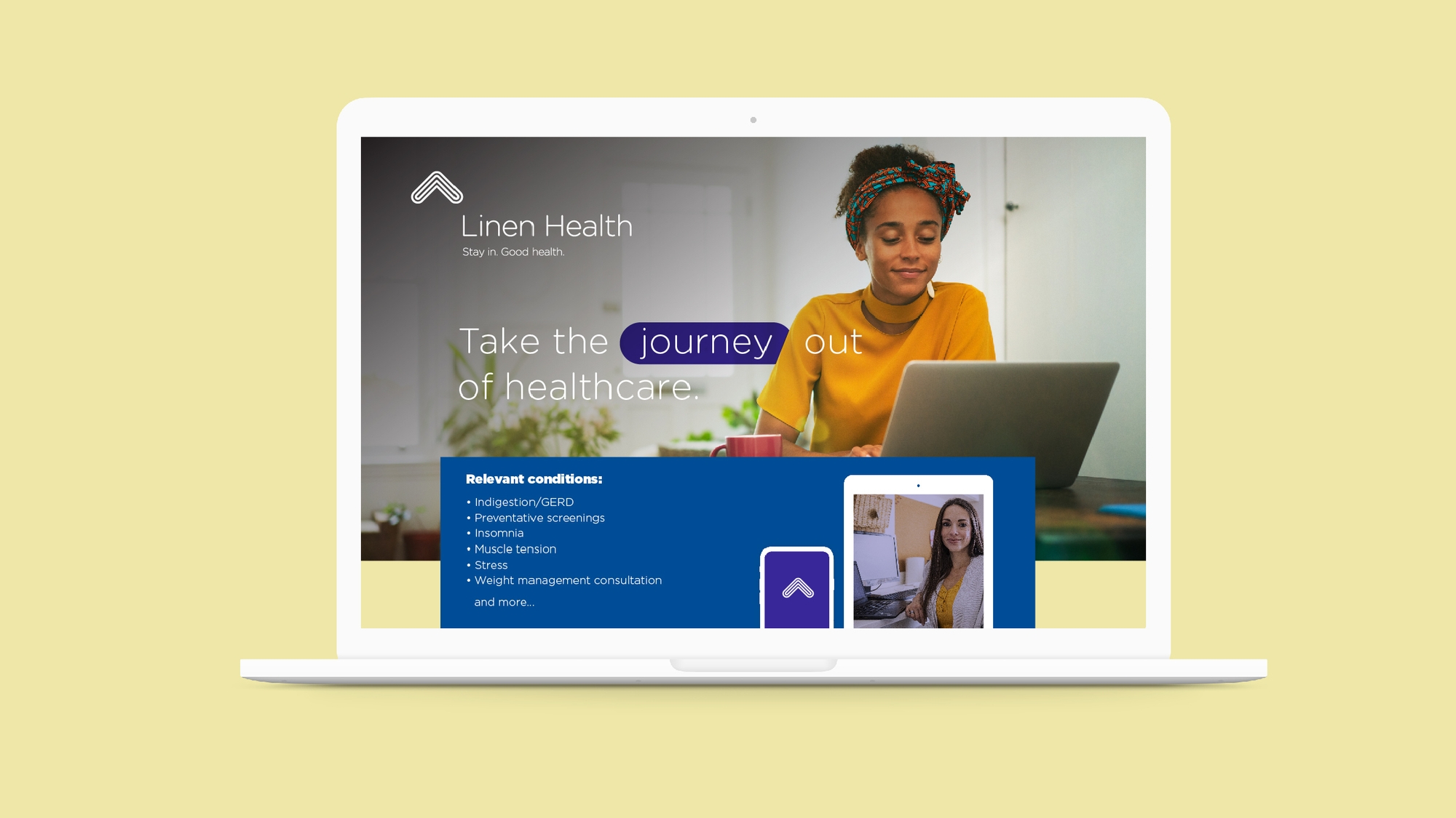 Linen Health - Take the journey out of healthcare desktop with web image