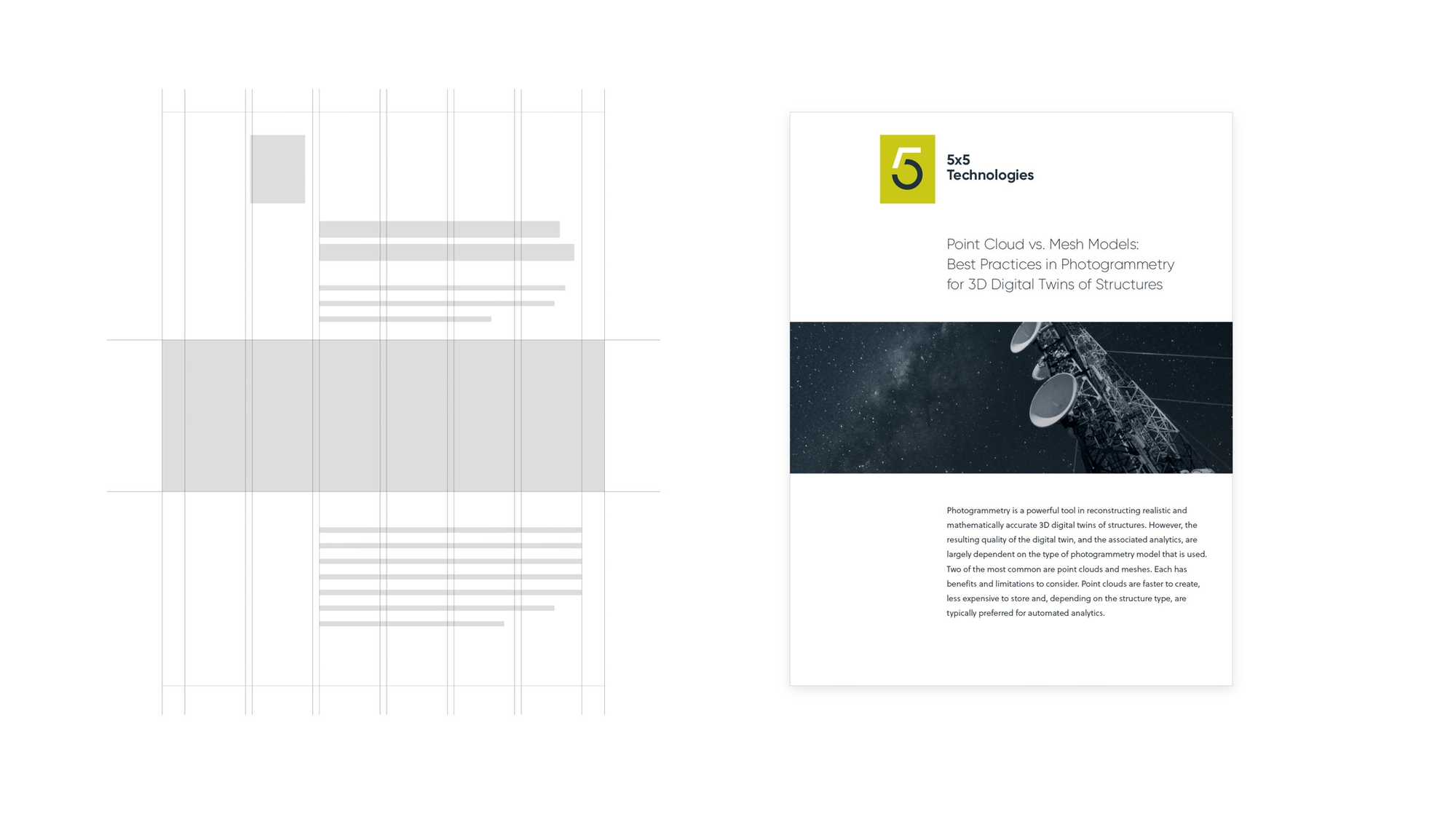 A design of the 5x5 collateral and the grid used for the layout.