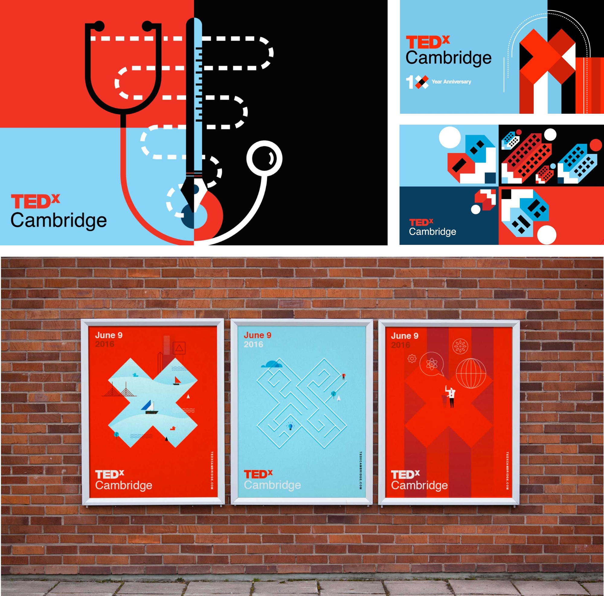 TedX Cambridge posters on wall